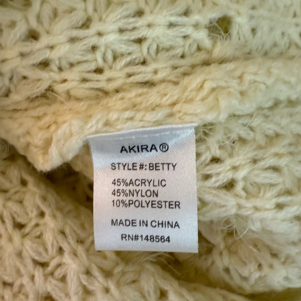 AKIRA Luxe Fuzzy Shag Sweater Furry Eyelash Festive Holiday Cream Mobwife - Picture 5 of 8